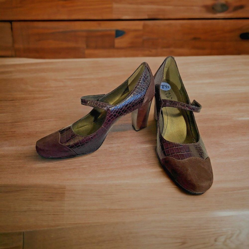 Franco Sarto Darius Closed toe Faux croc brown shoes 7.5 - Picture 4 of 8